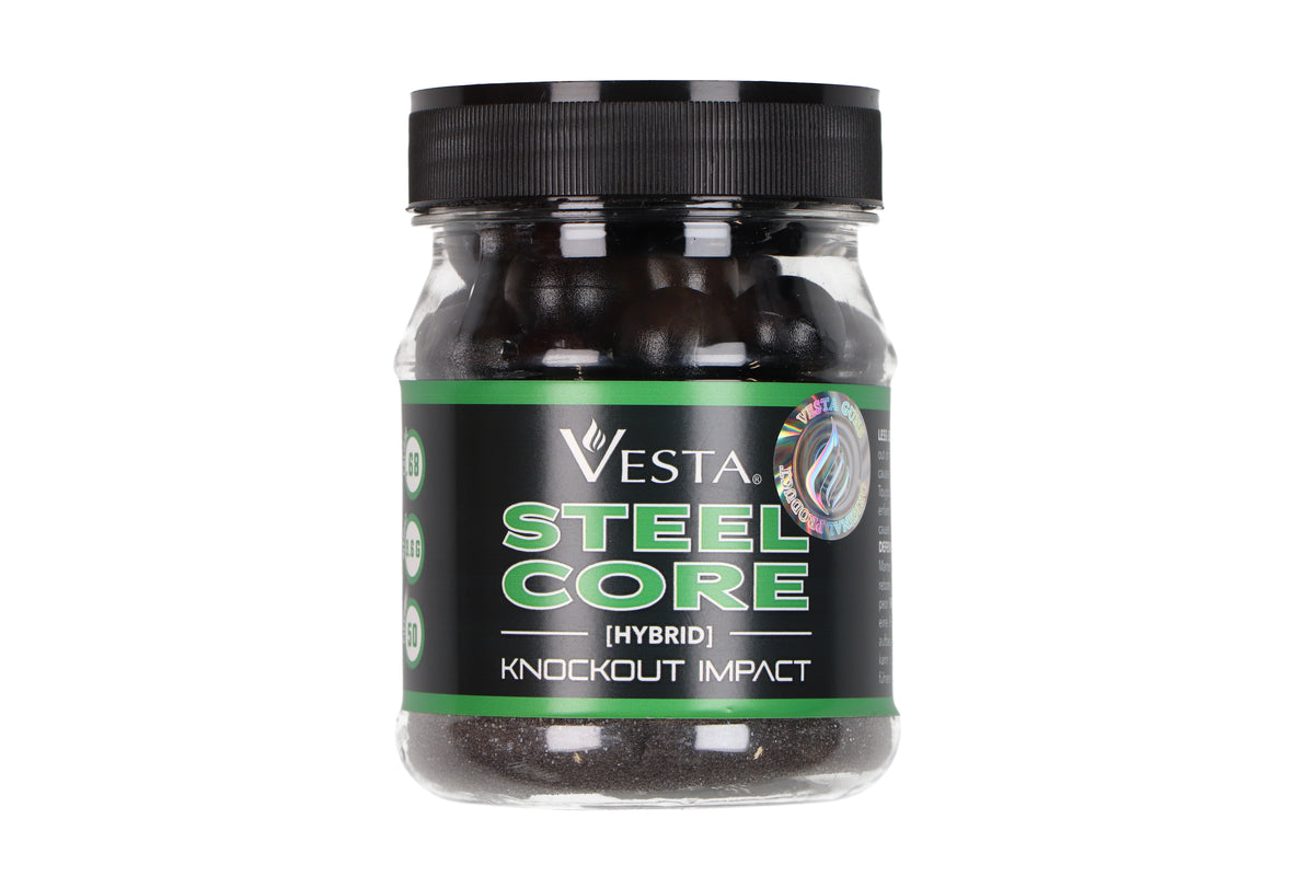 Vesta .68 rubber ballen met stalen kern 9,6 gram in pot