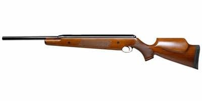 EDgun-Gewehr – Nahaufnahme des Feuermodus-Schalters (S/П – F/O) und der Kaliberangabe 5,5 mm (.22)