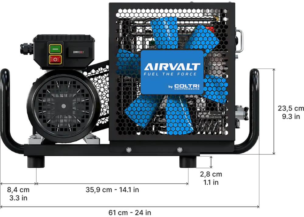Airvalt Icon 100 LSE compressor afmetingen breedte en hoogte