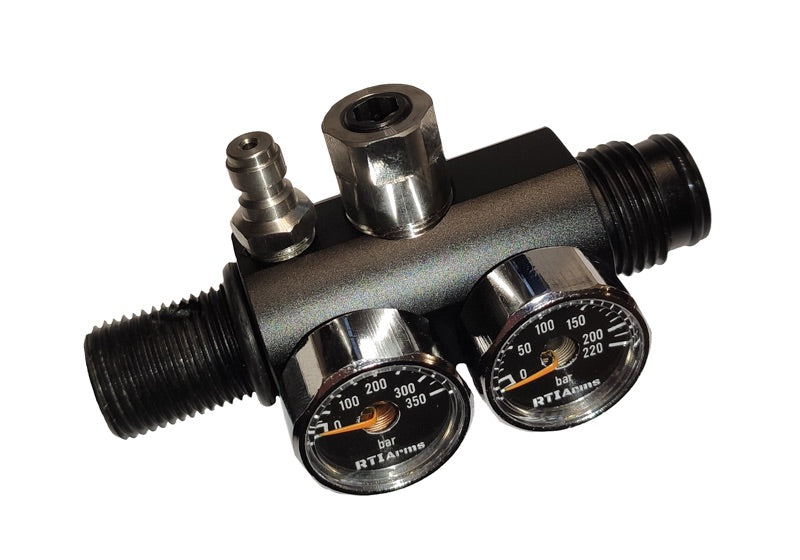 RTI Arms Externally Adjustable Regulator met dubbele manometer (80-180 bar)