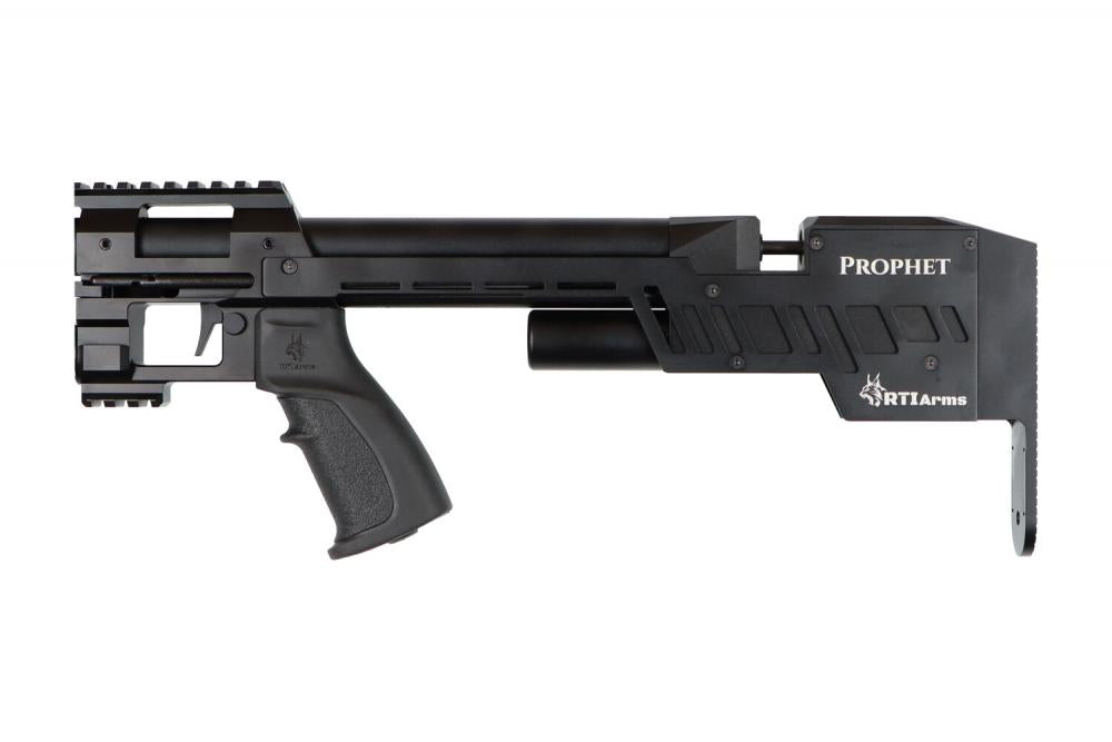 RTI Arms Prophet - détail de la crosse avec logo gravé