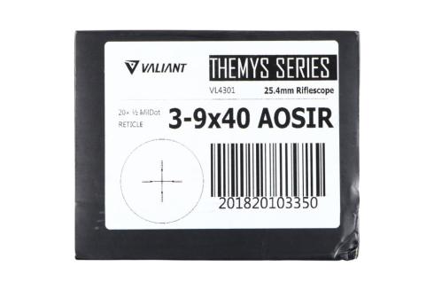 Valiant Themys 3-9x40 AOSIR 20x 1/2 MilDot Reticle